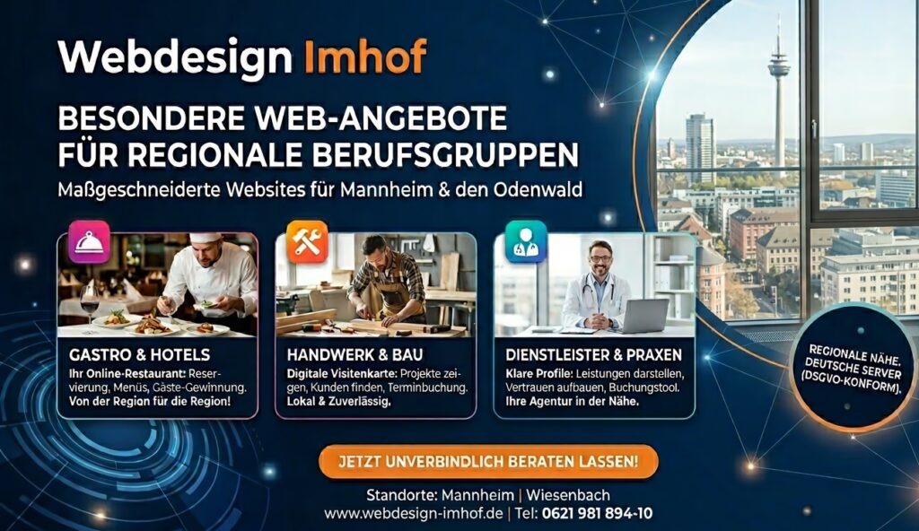 Webdesign Imhof: Nutzen Sie unsere Erfahrung für verschiedene Branchen! Restaurants, Handwerker und Ärzte!